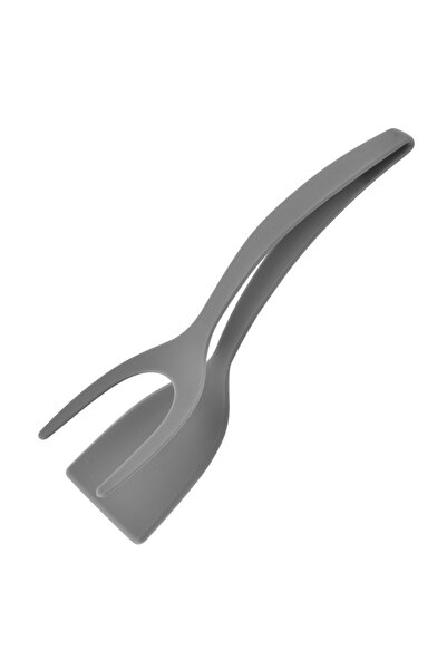 Choice ملعقة تقليب البيض باللون الرمادي الفاتح، 2 في 1، ملقط، أداة تقليب البي...