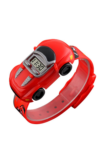 Choice ساعة يد للأطفال بنمط سيارة كرتونية إبداعية ملونة باللون الأحمر مع تاري...
