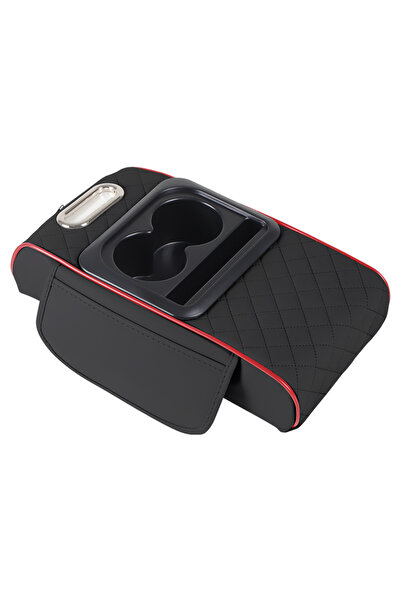 Choice3 صندوق تخزين مسند ذراع السيارة باللونين الأسود والأحمر، منظم وحدة التح...