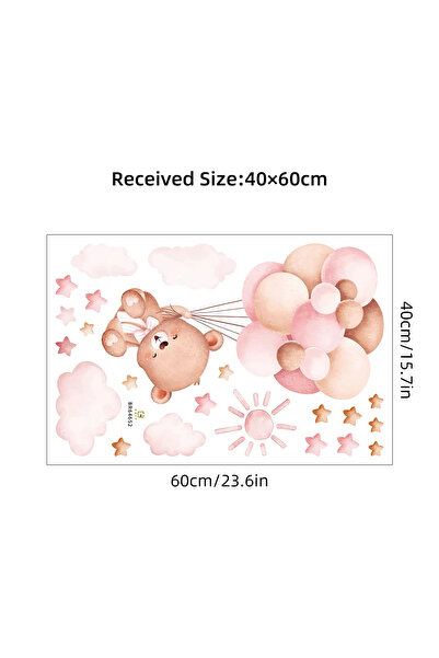 Choice BR64652 Watercolor Cartoon Balloon Bear Furniture Wall Sticker Kids Ro...