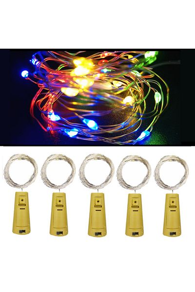 Choice 5pcs 2m 20leds Multicolor 5pcs Bar LED Wine Bottle Cork String Fairy Lights Holiday Decoration Garla