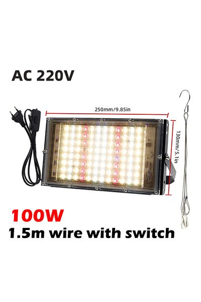 HONGQI 100W EU plug Full Spectrum 380-840nm Sunlight Growth Light LED IP65 50W 100W 300W Plant Grow Light w