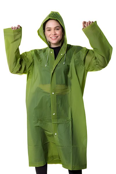 By Marine Women's Men's Raincoat Hooded Eva Dark Green Army Green Raincoat with Snap Fasteners Bymmrc881R1
