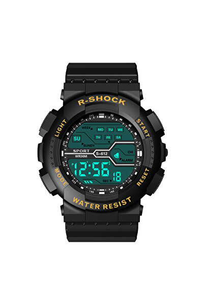 Choice ساعة رياضية خارجية للرجال من الذهب الأسود متعددة الوظائف بشاشة كبيرة L...