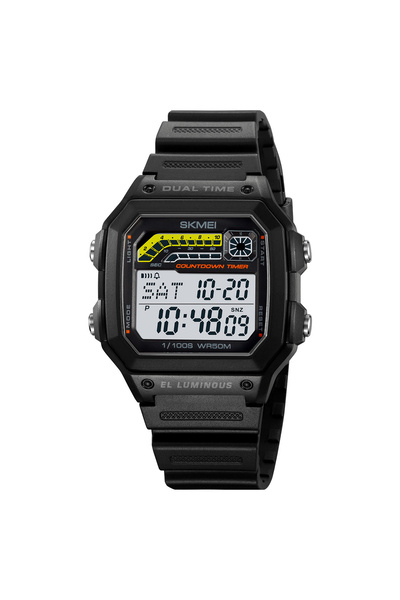 Choice ساعة يد Skmei عسكرية للرجال بسوار من الجلد الأسود مع عداد تنازلي وساعة...