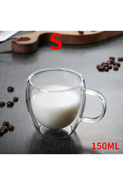 Choice مجموعة من 1 كوب زجاجي مزدوج الجدار بمقابض شفافة لأكواب قهوة الإسبريسو ...