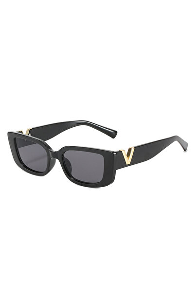 Choice نظارات شمسية سوداء جديدة معدنية على شكل حرف V مربعة الشكل، نظارات شمسي...