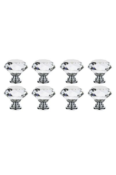 Choice 8pcs 4Pcs/set 30mm Diamond Shape Design Crystal Glass Knobs Cupboard Drawer Pull Kitchen Cabinet Doo