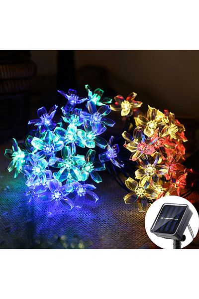 Choice 5M 20LEDs Multicolor Solar Fairy String Light Sakura Garlands 5/7/12/22M Peach Flower CherryLED Lamp
