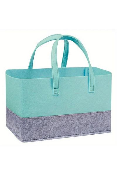 Choice Green 1pc Felt Handbag Large Capacity Shopping Bag, Foldable Tote Bag For Toy Book Sundries Storage