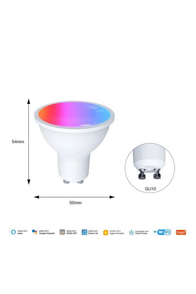MOES 6 PCS Matter GU10 MOES Tuya Matter WiFi GU10 Smart Bulb Dimmable Led Light 16 Million RGB C+W Colors