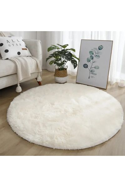 Choice 120x120cm reactionary Cute Non-slip round Soft Shaggy Rug, Modern round Rugs for Kids Bedroom, Fluff