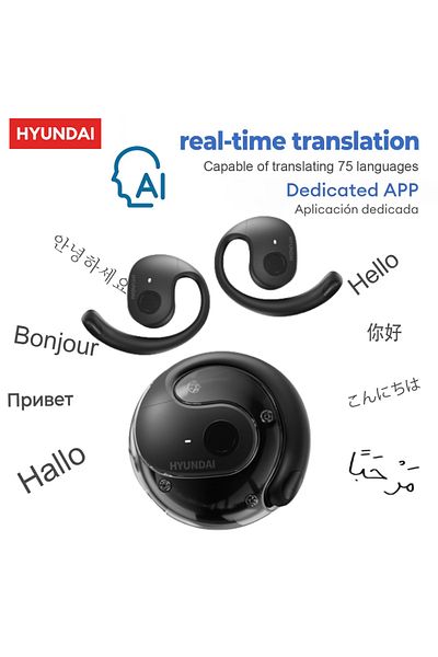 Choice Black AI Choice HYUNDAI HY-T26 PRO AI Translation Earbuds Real Time Headphones Bluetooth 5.4 100+ La