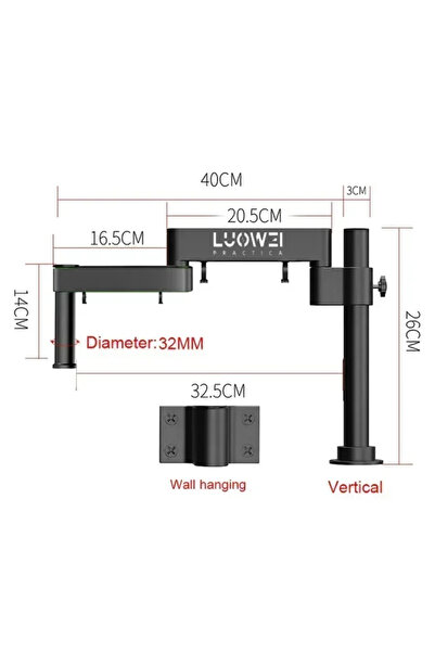Choice ذراع حامل المجهر الدوار LW-017 من Luowei عمودي على الحائط مقاس 32 مم، ...
