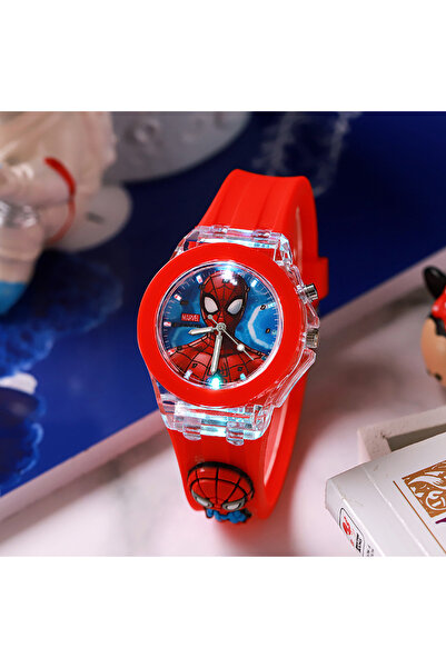 Choice ساعة ZZX حمراء ثلاثية الأبعاد ميكي للأطفال للبنات، مصدر ضوء ملون من السيليكون، ساعة كوارتز للسيدات