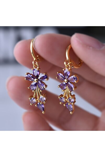 Choice E797-2 Luxury Gold Color Flower Shape Women Drop Earrings Inlaid Shiny...