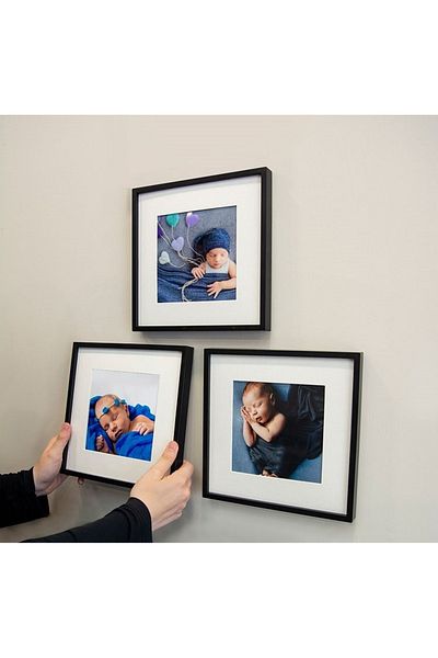 Senden Hediye Black 21X21Cm Photo Frame with Adhesive Removable Mat - Pack of 3