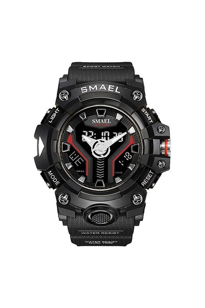 SMAEL No BLACK SILVER New SMAEL Sport Watch for Man Dual Time Watch for Men Shock Resistant Led Light Watc