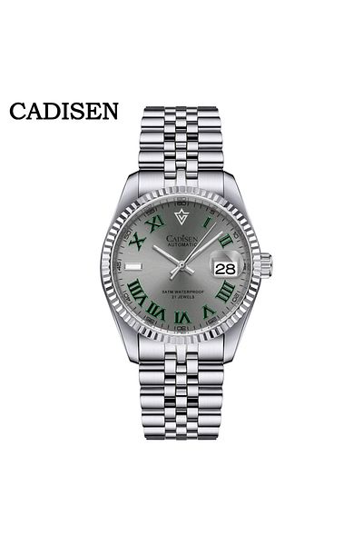 Cadisen Silver CADISEN 38MM Men's Automatic Mechanical Watch Luxury AR Sapphire Glass Water Resistant Stainl