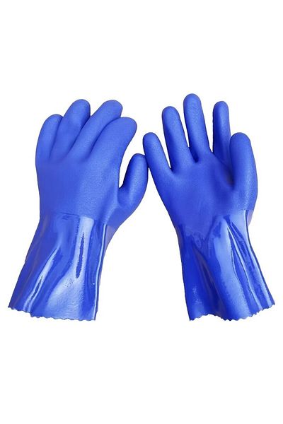 Choice Blue Premium PVC Work Gloves: Waterproof, Oil & Chemical Resistant, Anti-Slip, Thickened for Durable