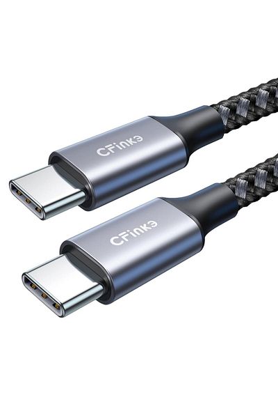CFinke Cablu USB C la USB C CFinke, aluminiu/nailon, negru/gri, 50 cm