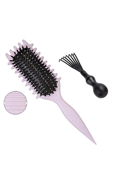 Choice مجموعة أرجوانية مكونة من 1/2 قطعة من فرشاة الحلوى لفك تشابك الشعر المجعد وتدليك فروة الرأس ومشط الشعر مع مخلب التنظيف الطبيعي