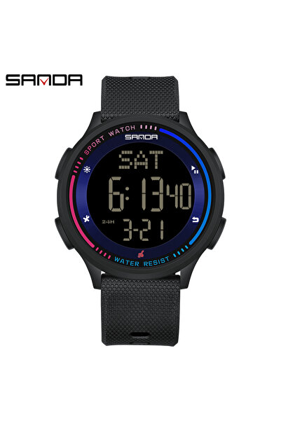 Choice ساعة ساندا 6158 رياضية خارجية متعددة الوظائف جديدة باللونين الأسود وال...