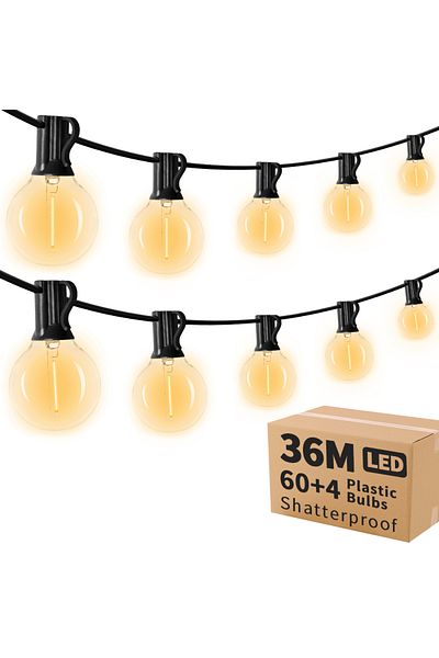 Choice Eu plug 26M (85FT) G40 LED 36 m outdoor string light with 64 plastic bulbs Attachable outdoor string