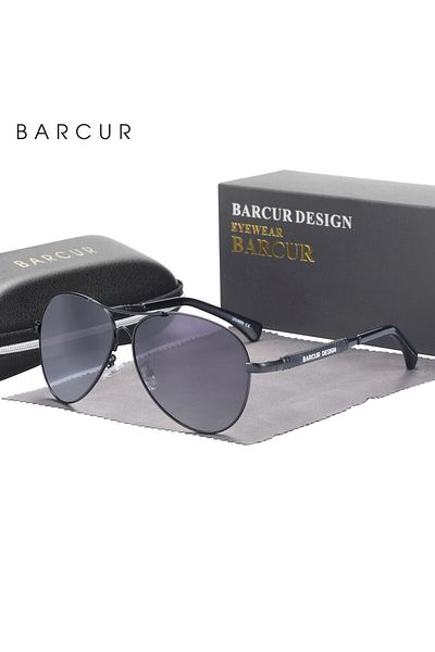Choice Black Gradient BARCUR Design Memery Frame Sunglasses Polarized For Men Sun Glasses Women Pilot Gradi