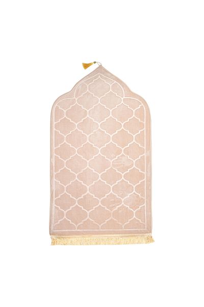 Choice Beige Soft Worship Kneel Travel Prayer Rug Non-slip Prayer Mat Flannel Carpet for Muslim Ramadan Emb