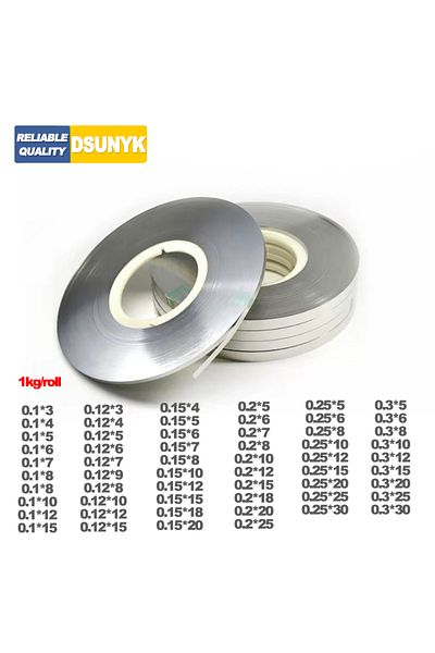 DSUNYK 0.15mmx8mmx1kg Nickel Plated 1kg/roll 18650 Li-ion Battery Nickel Sheet Plate Nickel Plated Steel Be