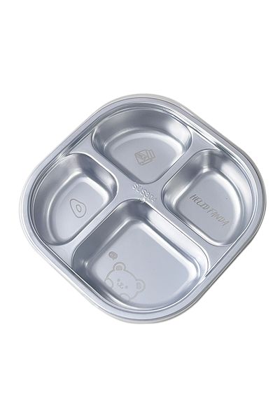 Choice 4 Grids B Worthbuy Square 304 Stainless Steel Divided Lunch Box 3/4 Grid Food Container For Kid Cute