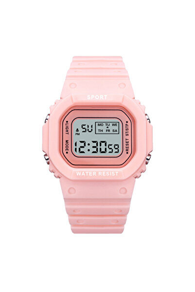 Choice ساعة YIKAZE رياضية وردية اللون للأولاد والبنات للطلاب، ساعة إلكترونية LED ملونة للرجال والنساء، مربعة رقمية W