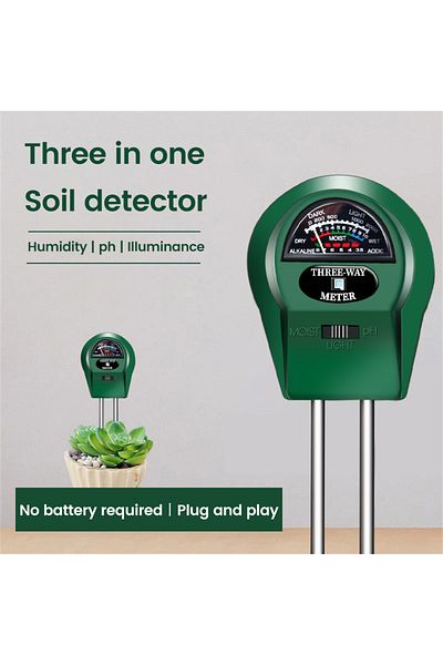 Aideepen Green 3-in-1 Soil pH Meter Hygrometer Plant Growth Tester Moisture Light Intensity Garden Tool for F