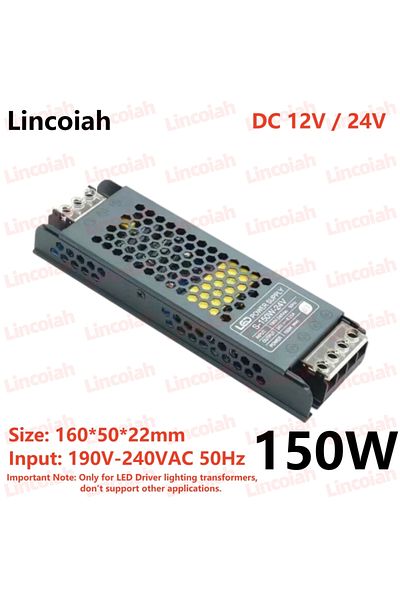 Lincoiah 12 V 150w Lighting Transformer Dc 12v/24v Power Supply Adapter 5a 12a Ultra Thin Led Strip Switch Dr