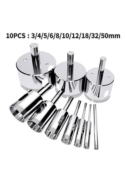 Choice 10pcs 10PCS 3-50mm Diamond Hole Saw Drill Bits Set For Glass Marble Porcelain Tile Cutting Tools Dri