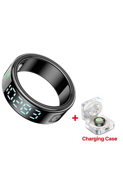 KGG 12 Black with case Smart Ring SR08 LED Display Screen Heart Rate Gesture Sweep Video Sleep Monitor 5