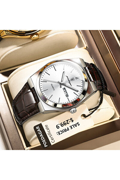 Choice ساعة يد رجالية فاخرة باللون الأبيض الفضي 930 مقاومة للماء ومضيئة وتاريخ الأسبوع ساعة يد عسكرية للرجال