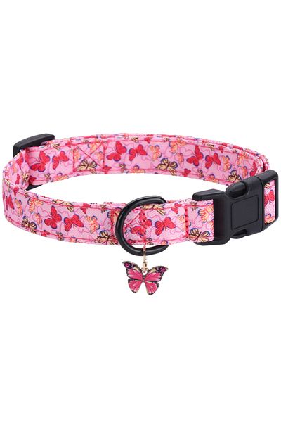 Choice S rose ECP009/CP607--pet dog collar,Bee and Dinosaur Printing Collar with Metal Pendant for Dogs Pup