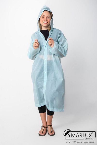 Marlux Women's Men's Raincoat Hooded Snap Fastener Eva Baby Blue Raincoat M21mrc881r10