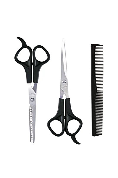 Choice مجموعة مقصات سوداء مكونة من 3 قطع، مقاس 7 بوصات، مناسبة لتصفيف الشعر وتخفيفه، للرجال والنساء