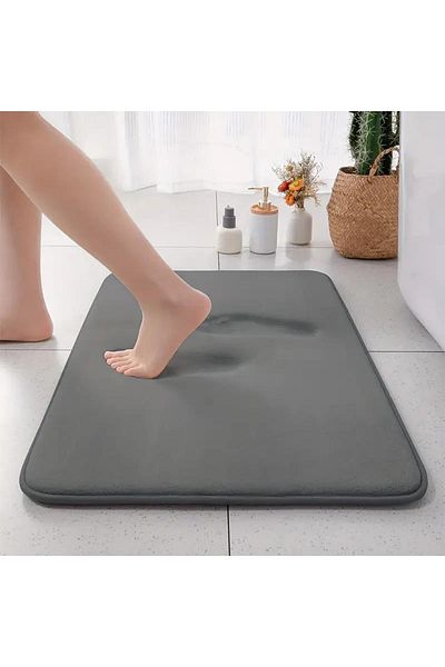 Choice 60cm X 90cm Gray Thickened Solid Color Absorbent Carpet Flannel Bathroom Floor Mat Bathroom Entrance