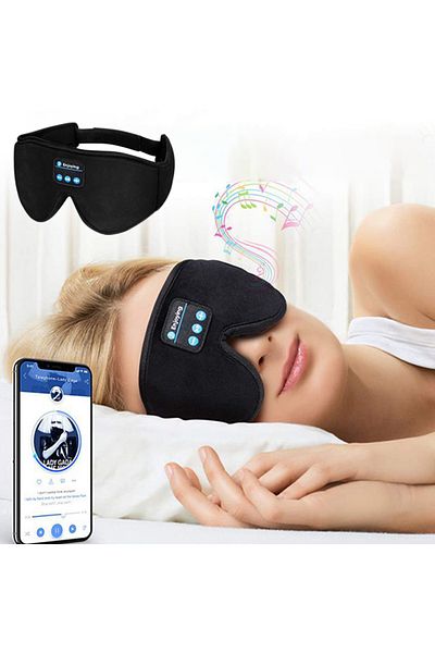 Choice black Bluetooth Sleeping Headphones 3D Eye Mask Wireless Air Travel 5.0 Headband Soft Elastic Comfor