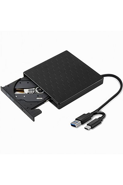GGBEE USB And C External DVD RW Drive USB3.0 & Type C Slim CD Writer Burner Reader Player Optical Drives F