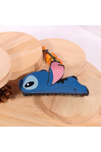 Miniso غطاء رأس أنيق وعصري من الأكريليك بتصميم رسوم متحركة رائع باللون الأزرق الداكن، غطاء رأس خلفي للشعر