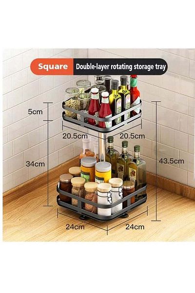 DRAMA HOME Multifunctional Removable Rotating 2-Tier Metal Storage Rack