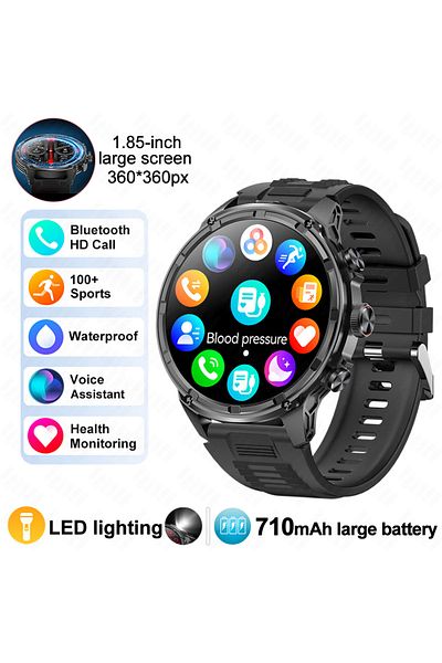 OUIO GPS Smart Watch Black New 1.85-inch Ultra HD Smart Watch GPS Track Bluetooth Call 710 Mah Large Batt
