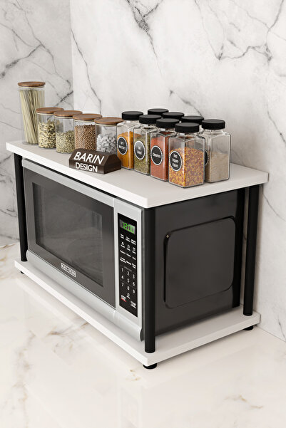 BARIN DESIGN Çevir Kur Mutfak Tezgah Üstü Mikrodalga Rafı Çok Amaçlı Organize...