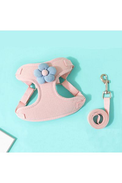 Choice M pink Adjustable Pet Dog Harness with 1.2m Leash Set Pet Collar Leash Outdoor Walking For Puppy Cat