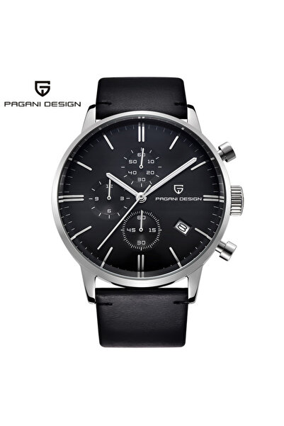 Choice ساعة باجاني ديزاين للرجال، جلد فضي أسود، كاجوال، مقاومة للماء حتى عمق ...